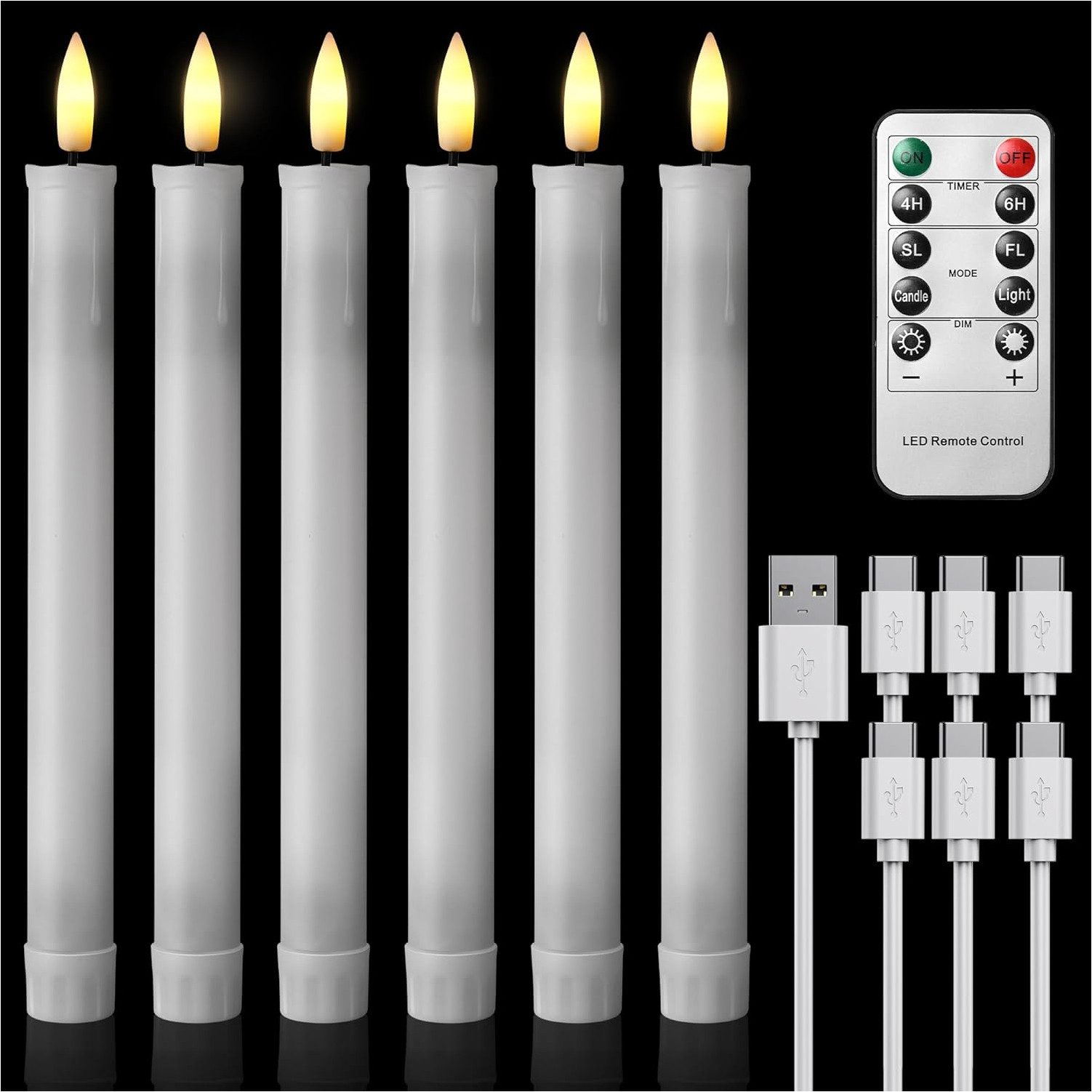 EXTSUD LED-Kerze 6er LED Stabkerzen Wiederaufladbare günstig online kaufen