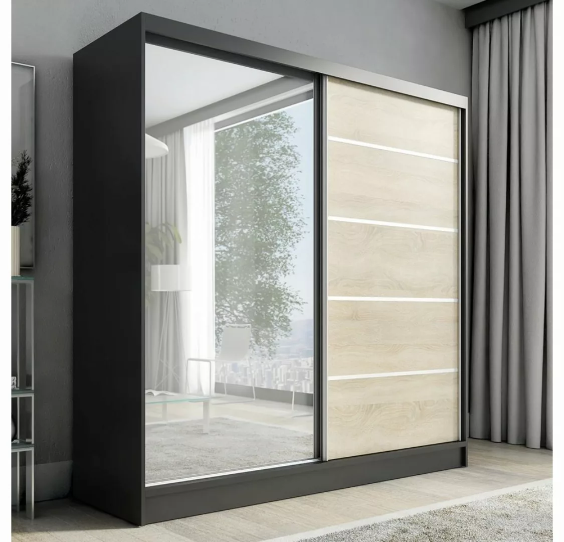 A&J MöbelLand GmbH Schwebetürenschrank VIDA 200 cm 3-türig Schrank 4 Schubl günstig online kaufen