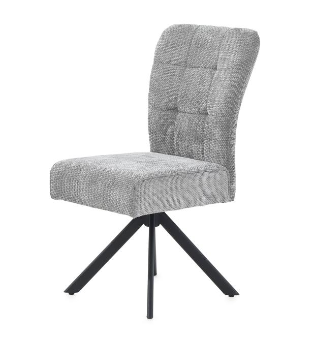 Esszimmerstuhl drehbar Chenille Grau / Gestell Metall Schwarz günstig online kaufen