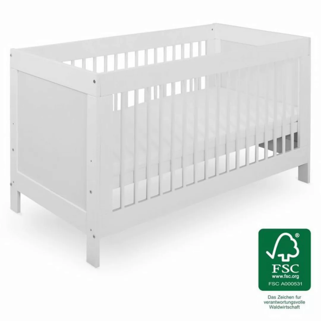 jonka Babybett Erwin - Weiß, Kinderbett 70 x 140 cm - verstellbarer Lattenr günstig online kaufen