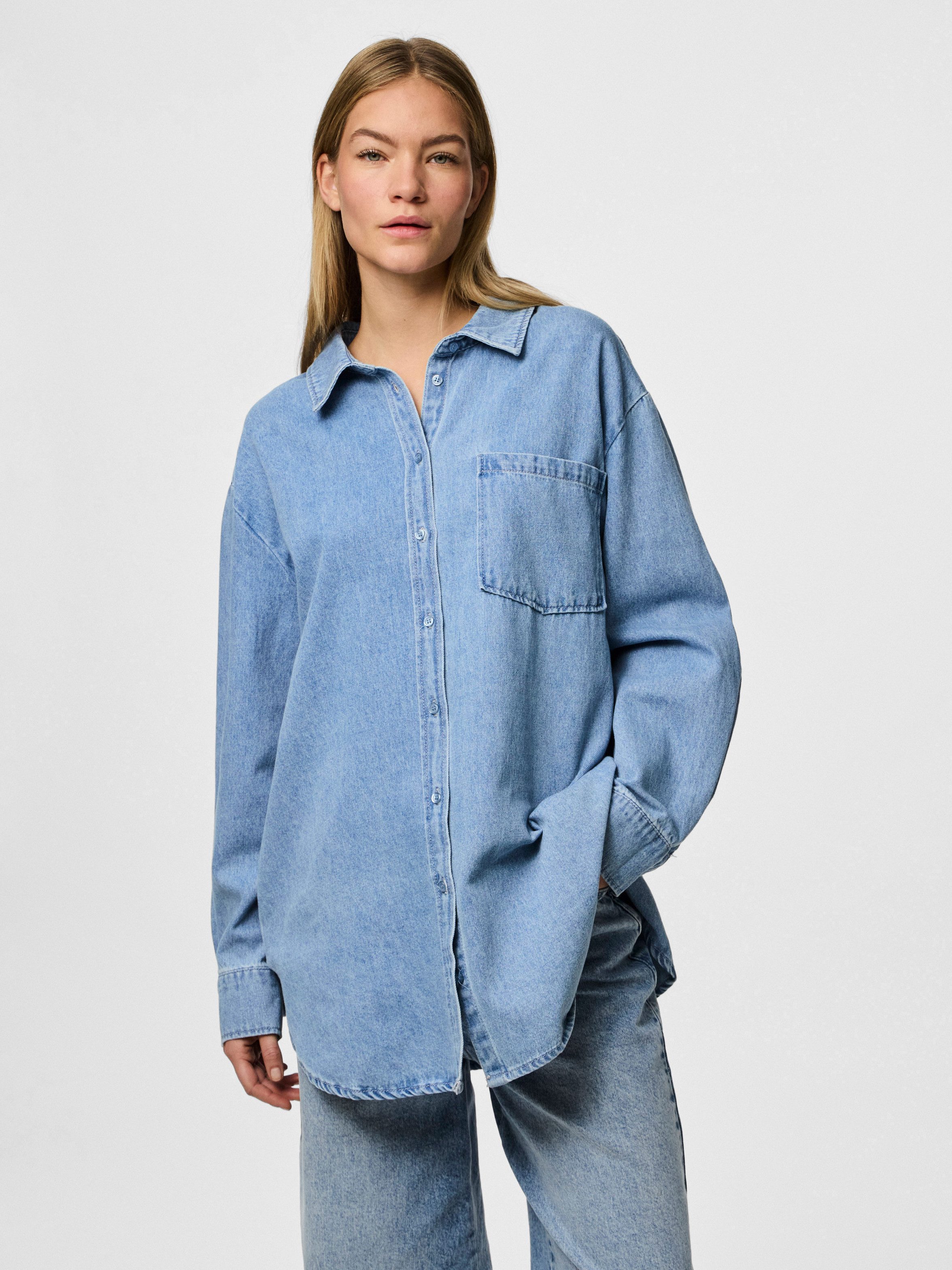 pieces Jeansbluse PCMAISIE LS DENIM SHIRT günstig online kaufen