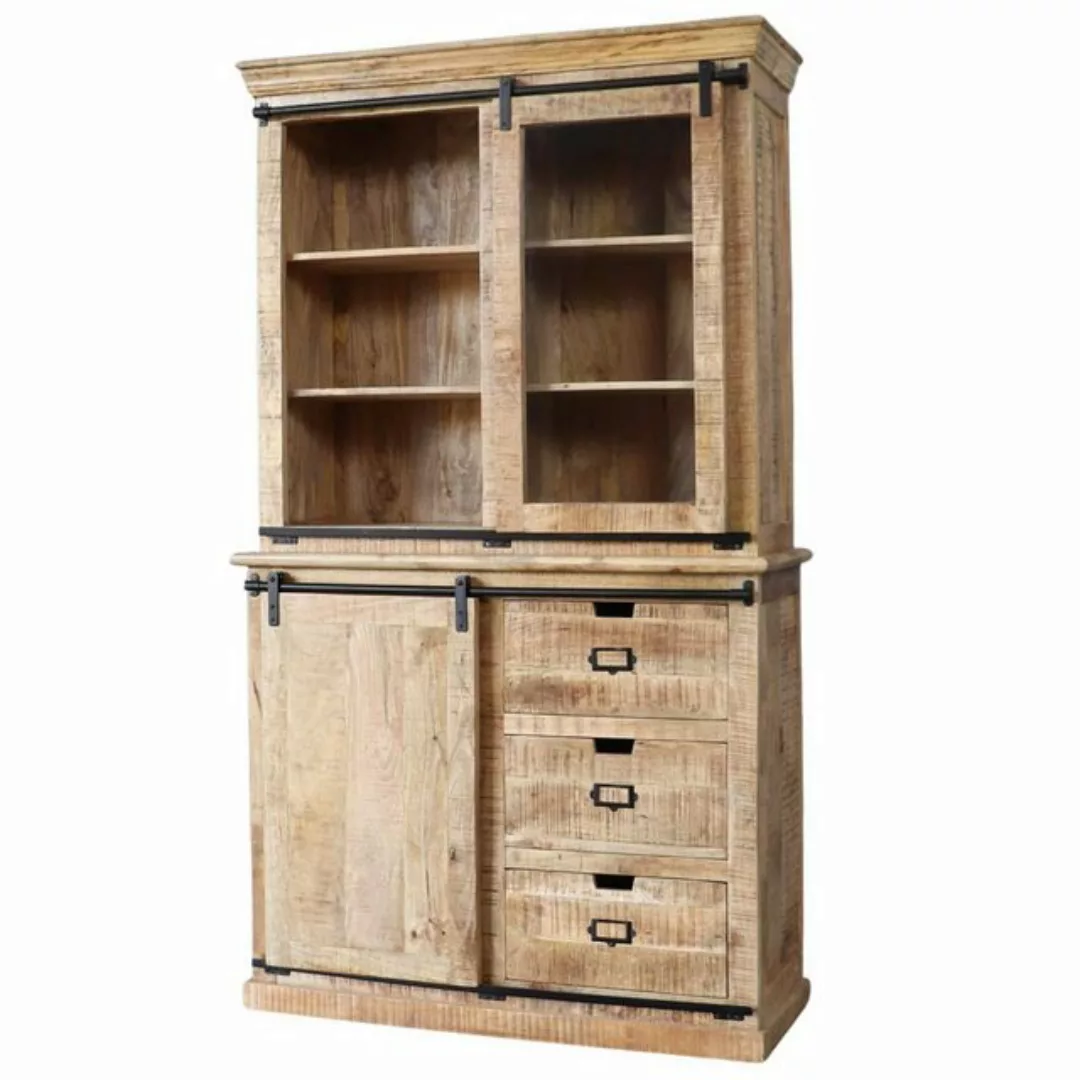 baario Buffet Schrank VODICE 120cm massiv Mangoholz Vitrine Landhaus Design günstig online kaufen