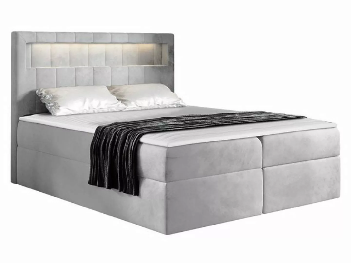 MIRJAN24 Boxspringbett Aspen (LED-Beleuchtung, Topper, Matratze, Kopfteil), günstig online kaufen