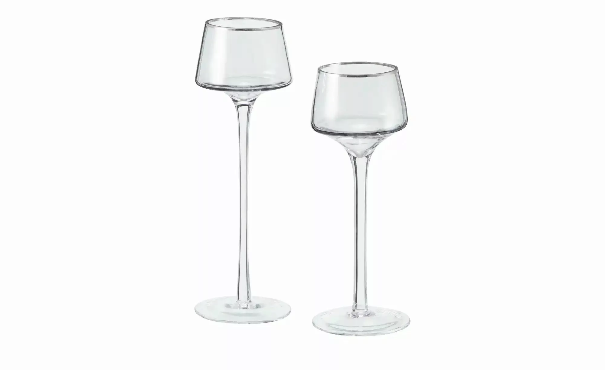 Teelichthalter  2er-Set   ¦ grau ¦ Glas ¦ Maße (cm): H: 23  Ø: 7.5 Accessoi günstig online kaufen