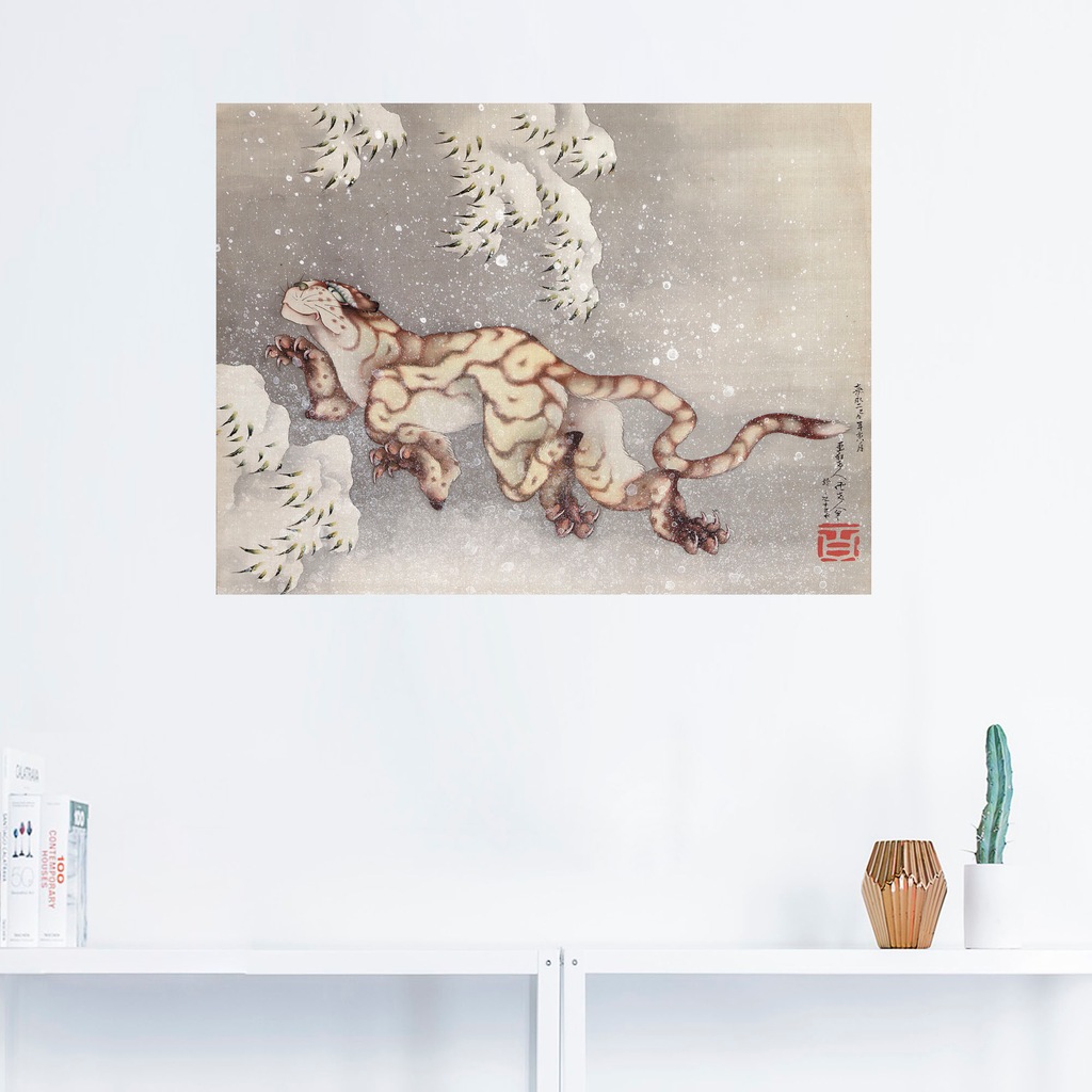 Artland Wandbild »Tiger in einem Schneesturm. Edo-Zeit«, Wildtiere, (1 St.) günstig online kaufen