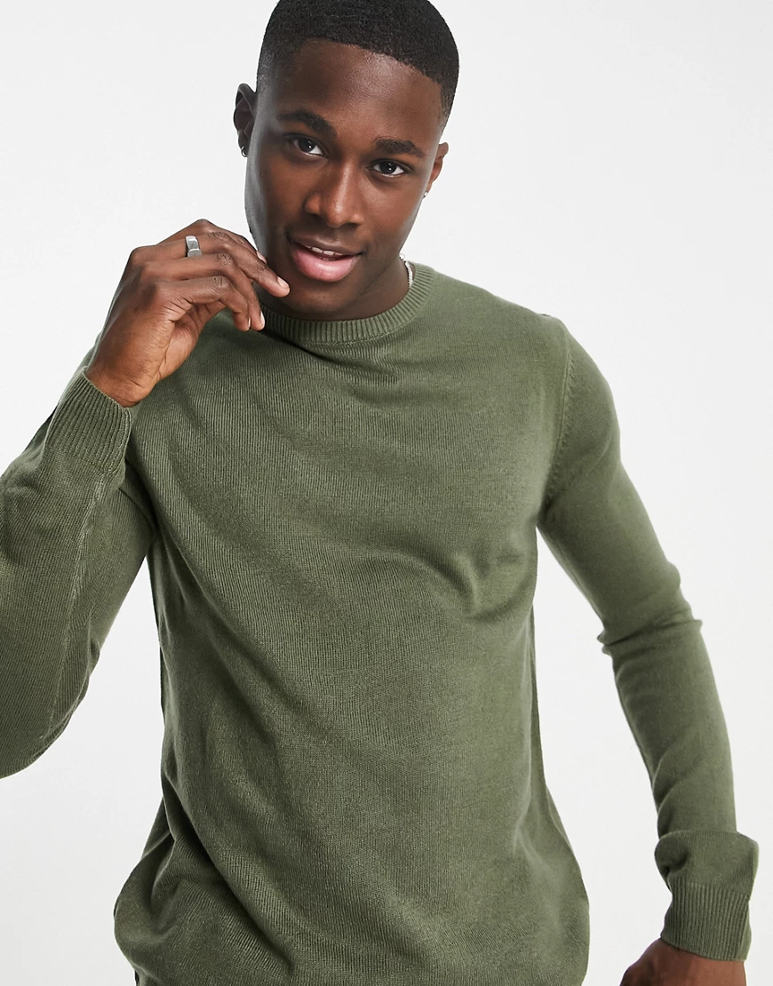 Soul Star – Pullover in Khaki mit Muskelshirt-Schnitt und Rundhalsausschnit günstig online kaufen