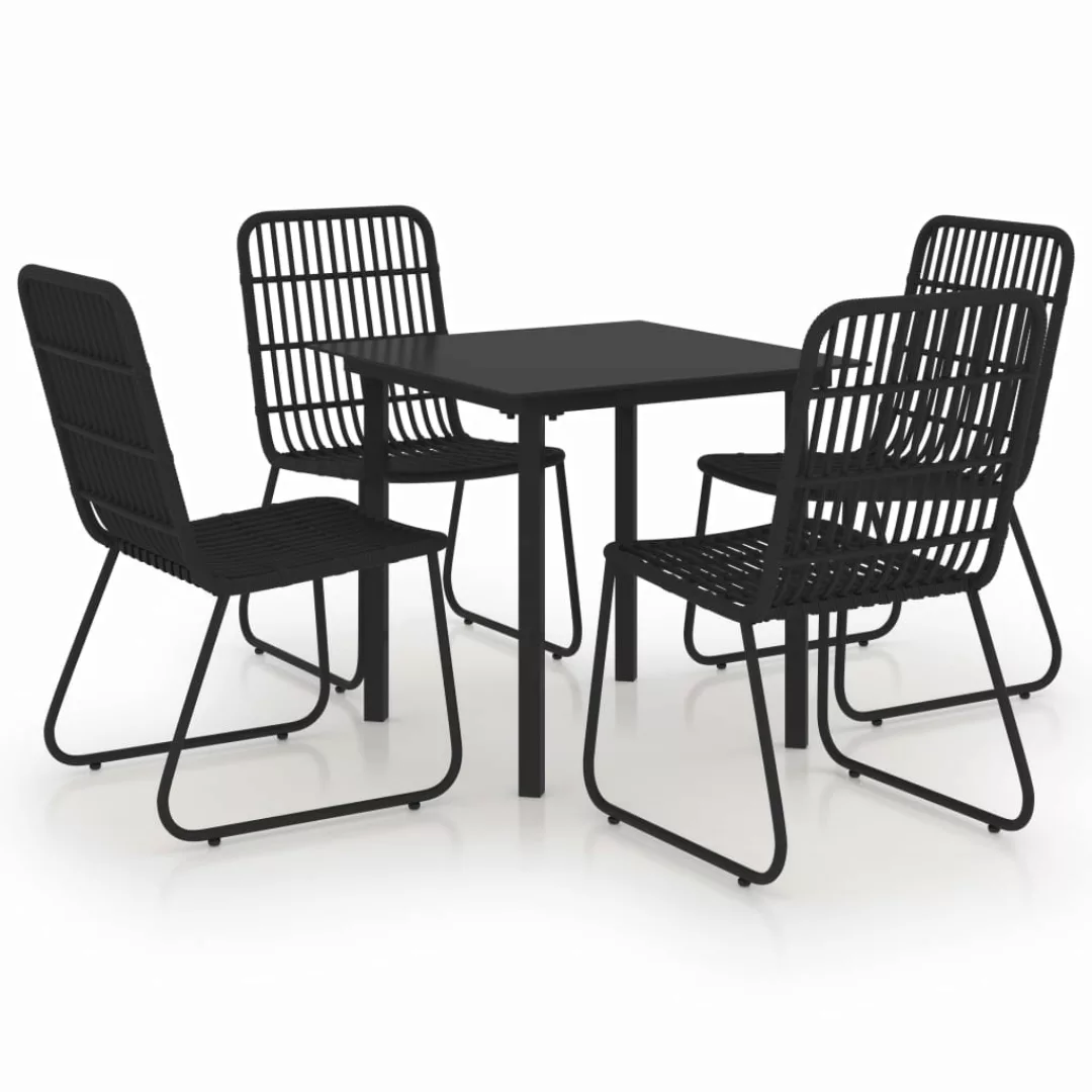 5-tlg. Garten-essgruppe Poly Rattan Und Glas günstig online kaufen