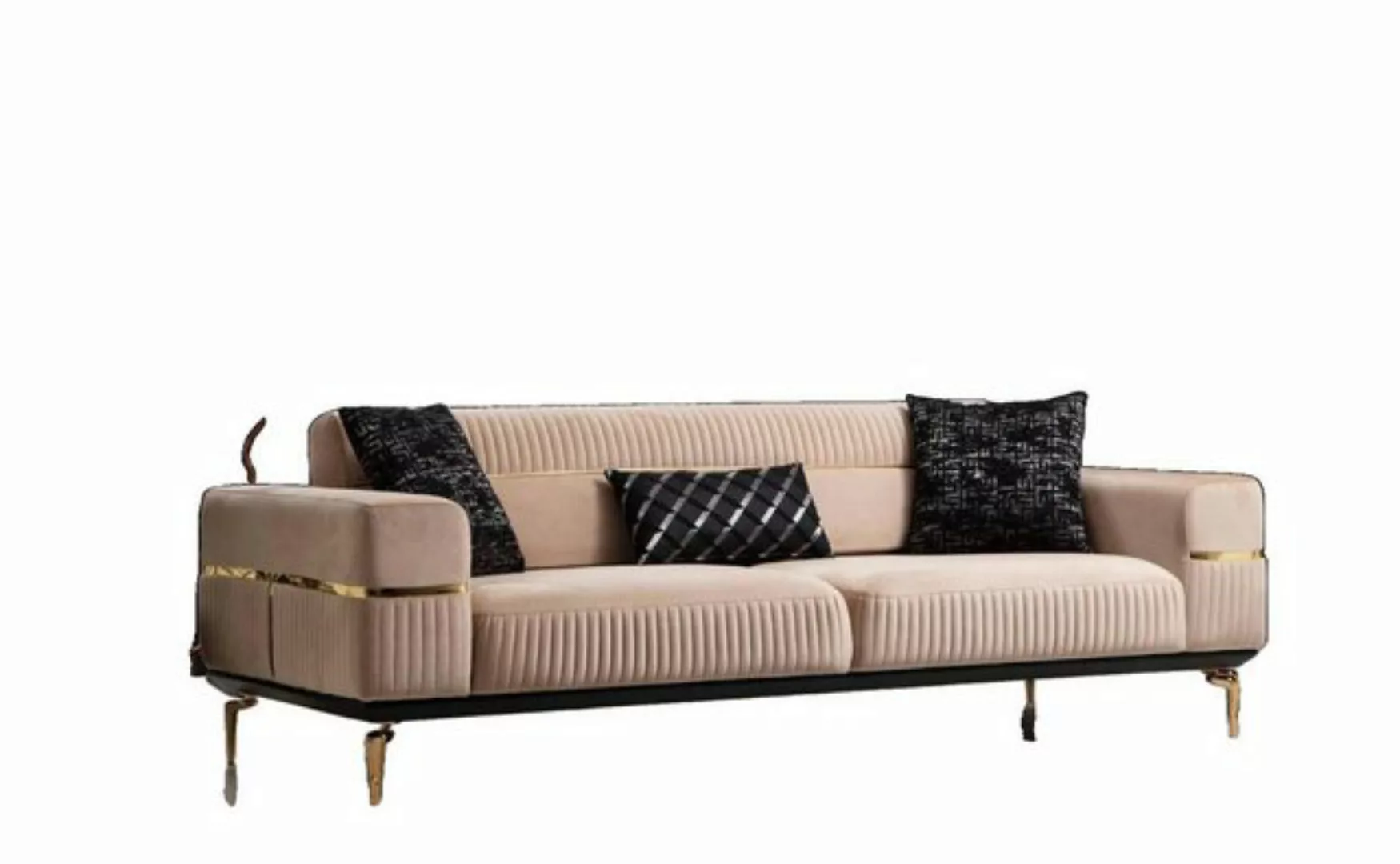 JVmoebel Sofa Moderne Luxus Sofa Design Dreisitzer mit Edelstahlelementen B günstig online kaufen