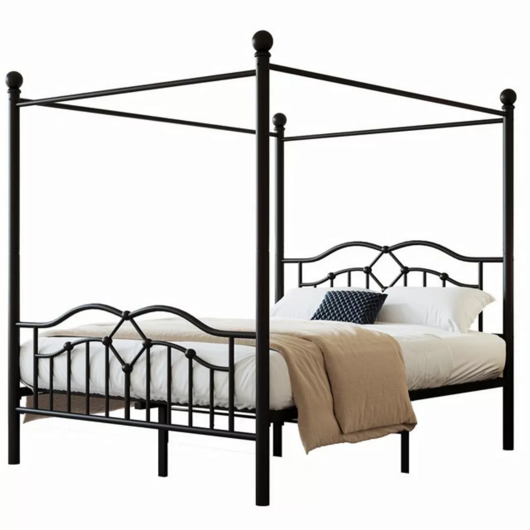 Merax Metallbett, Kinderbett Doppelbett Eisenbett Himmelbett 140x200cm, Sch günstig online kaufen