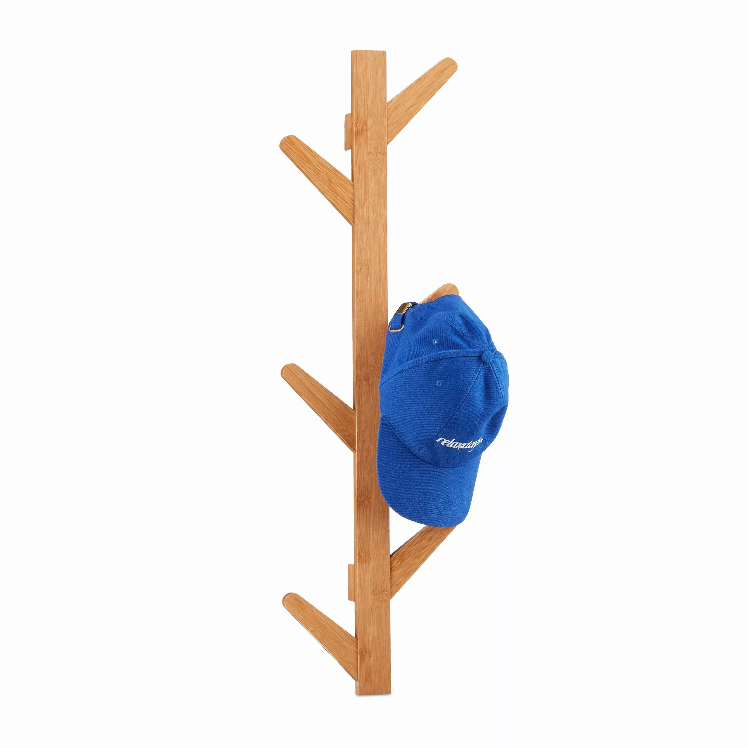 relaxdays Wandgarderobe Bambus 6 Hake, Natur günstig online kaufen