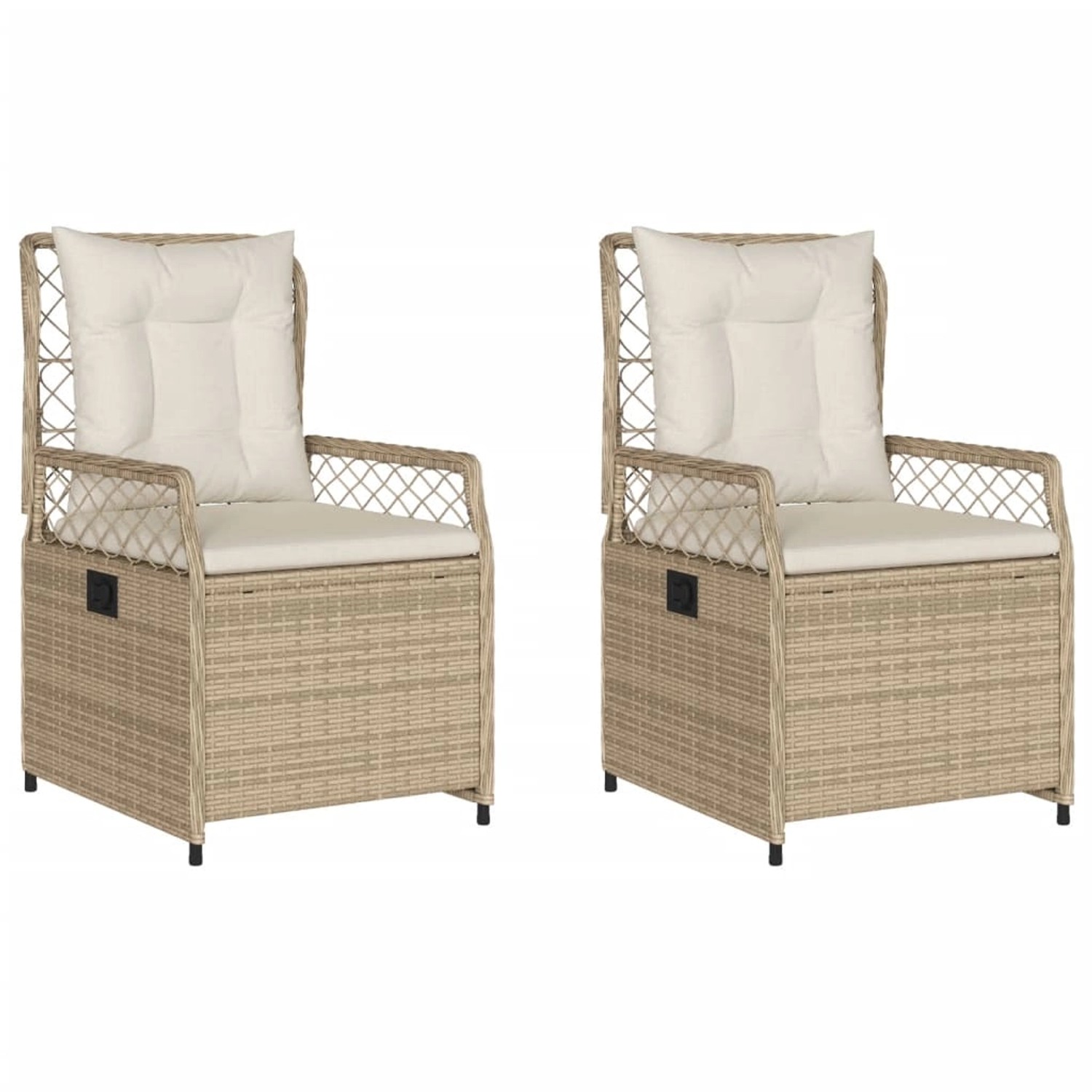 vidaXL Gartensessel 2 Stk. Verstellbar Beige Poly Rattan 55 x 60 x 93 cm günstig online kaufen