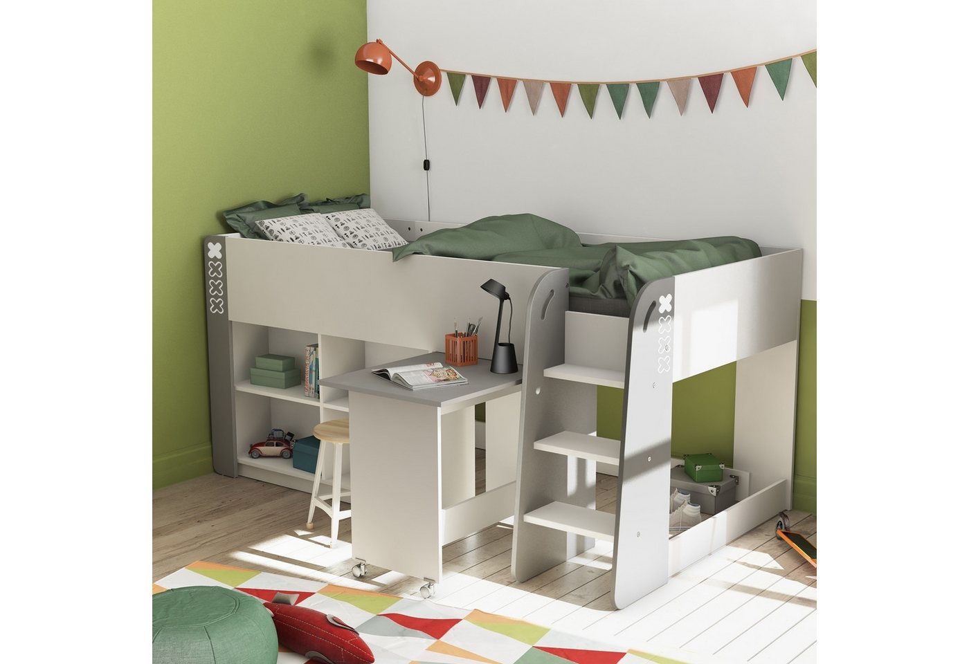 freiraum Etagenbett HAMPTON, in Matt weiß - 210,3x97,8x124,2cm (BxHxT) günstig online kaufen