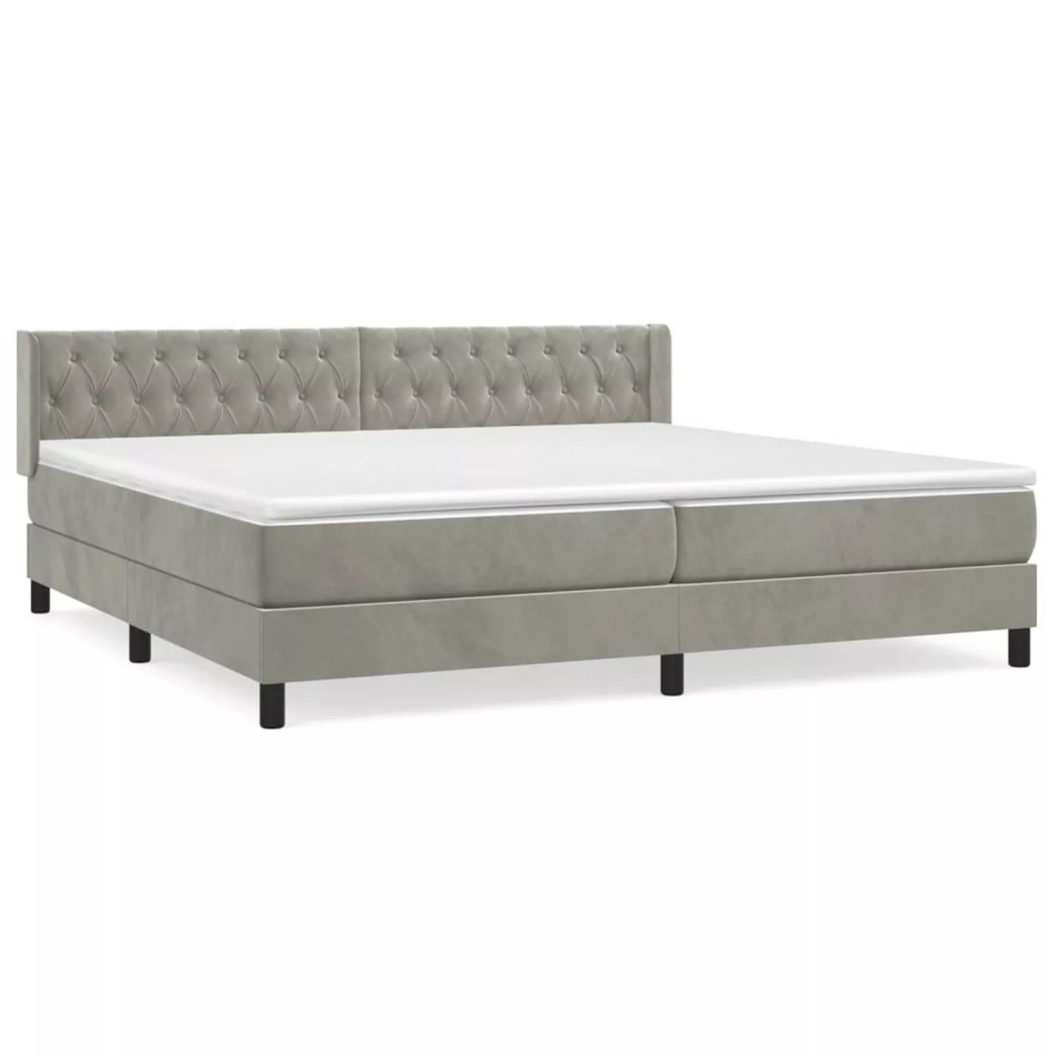 vidaXL Boxspringbett mit Matratze Hellgrau 200x200 cm Samt1376760 günstig online kaufen