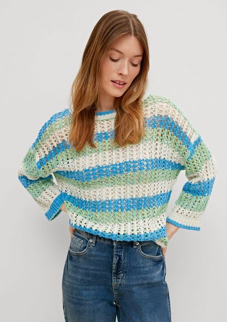 comma casual identity 3/4 Arm-Pullover Strickpullover aus Baumwolle günstig online kaufen