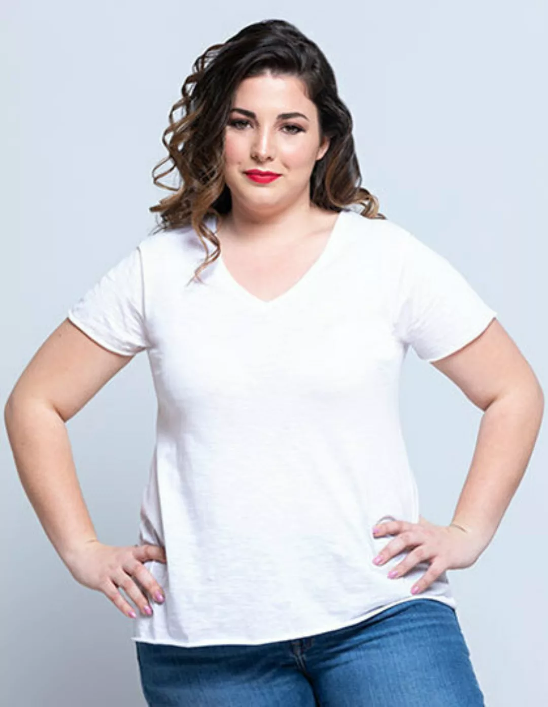 Damen Slub T-shirt Curvy Plus Size Bio Baumwolle günstig online kaufen