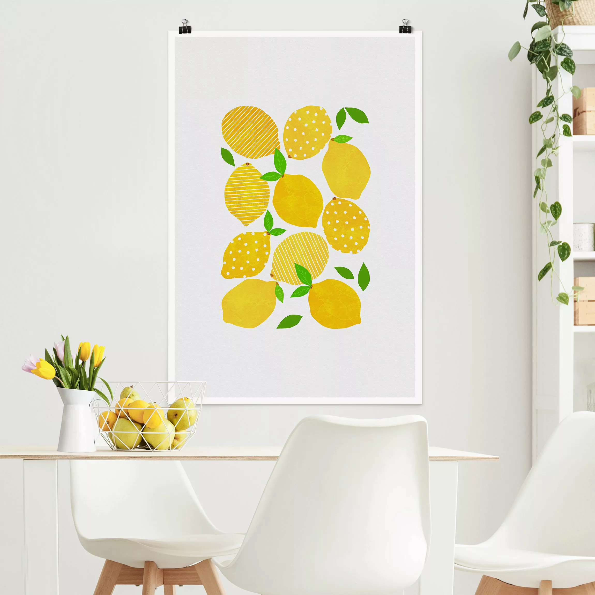 Poster Zitronen mit Punkten günstig online kaufen