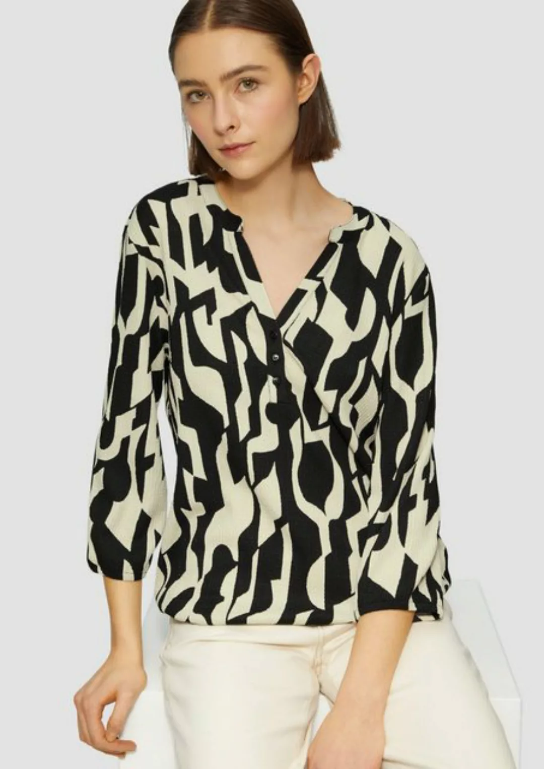 s.Oliver 3/4-Arm-Shirt Strukturiertes Blusenshirt mit All-over-Print günstig online kaufen