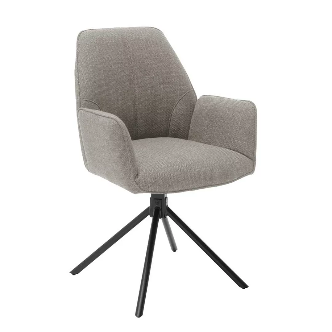 Drehbare Esszimmer Stühle in Hellbraun Webstoff Armlehnen (2er Set) günstig online kaufen