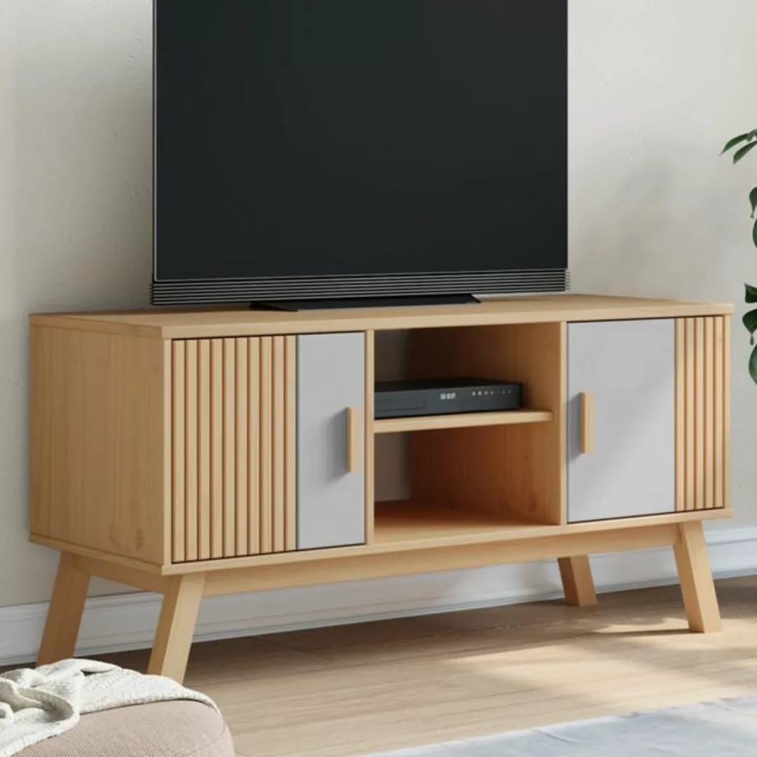 vidaXL TV-Schrank TV-Schrank OLDEN Grau und Braun 114x43x57 cm Massivholz K günstig online kaufen