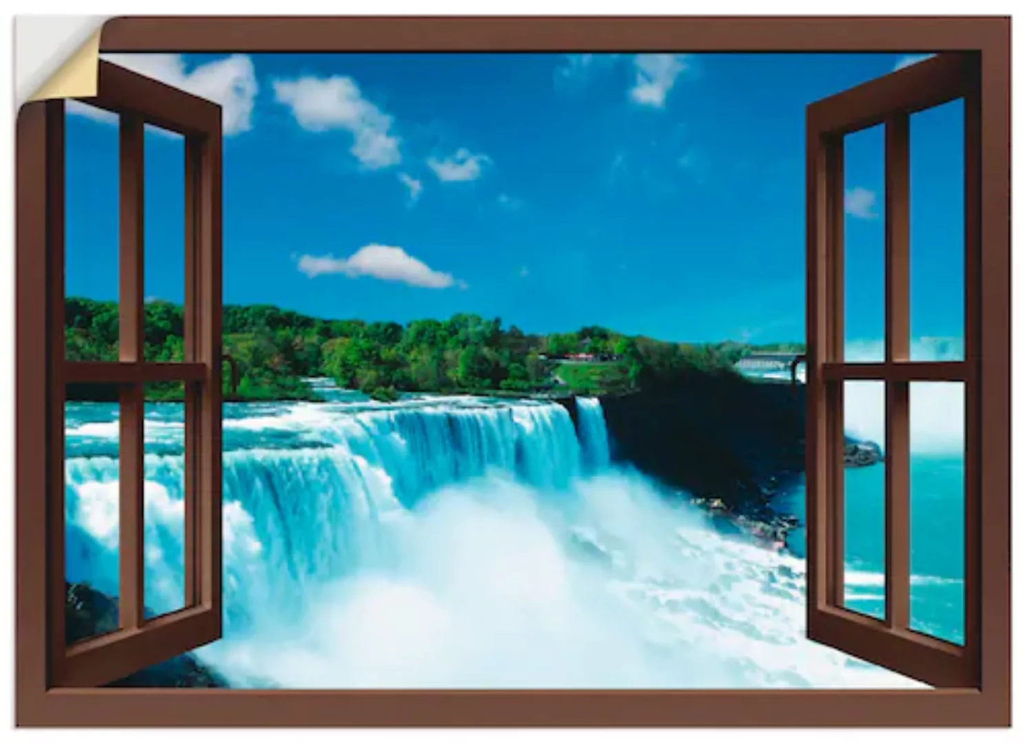 Artland Wandfolie »Fensterblick - Niagara, braun«, Fensterblick, (1 St.), s günstig online kaufen