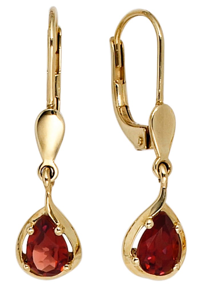 JOBO Paar Ohrhänger "Tropfen-Ohrringe", 585 Gold mit Granat günstig online kaufen