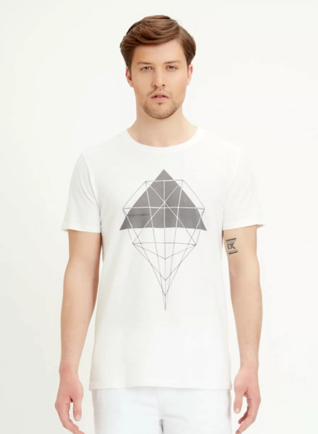 T-shirt Aus Bio-baumwolle Mit Geometrischem Druck günstig online kaufen