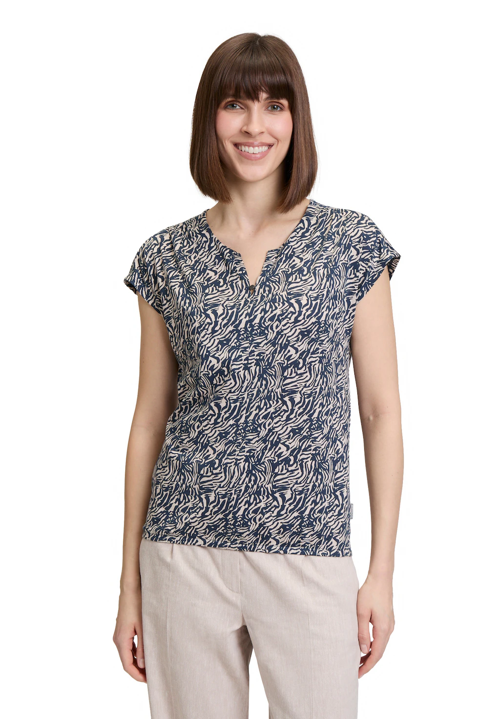 Betty&Co Kurzarmshirt "Betty & Co Blusenshirt mit Gummizug", Druck günstig online kaufen