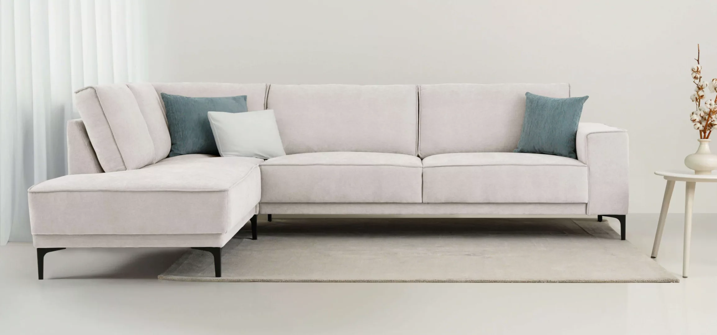 Places of Style Ecksofa "Polsterecke Oland, Struktur, Flachgewebe, Luxus-Mi günstig online kaufen