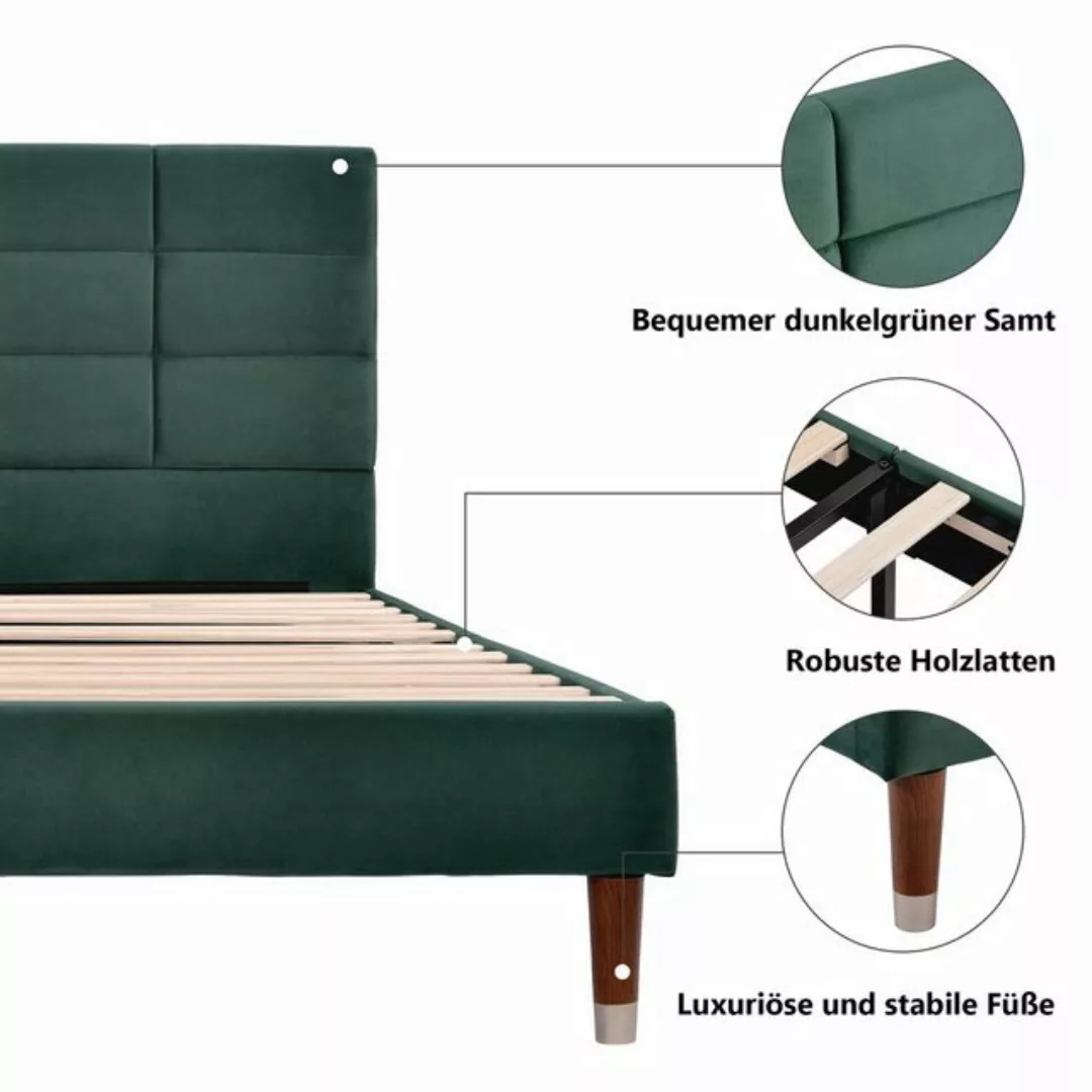 WISHDOR Polsterbett Doppelbett Bett Funktionsbett Massivholzbett Holzbett 1 günstig online kaufen