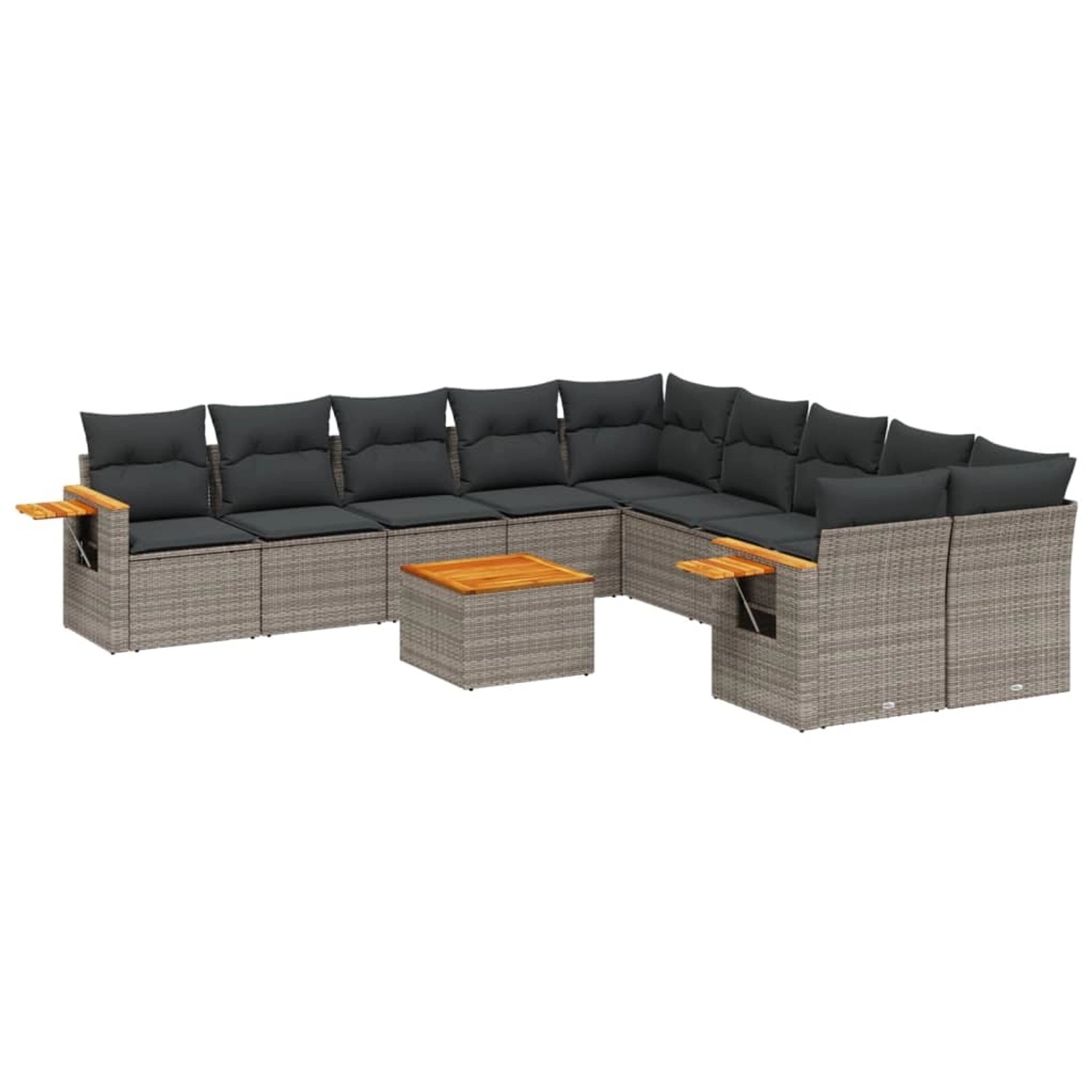 vidaXL 11-Tlg Garten-Sofagarnitur mit Kissen Grau Poly Rattan 3259603 günstig online kaufen