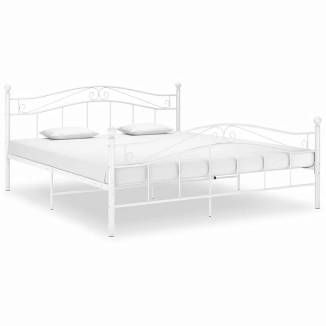 vidaXL Bettgestell Bett Weiß Metall 200x200 cm Bettrahmen Bettgestell günstig online kaufen