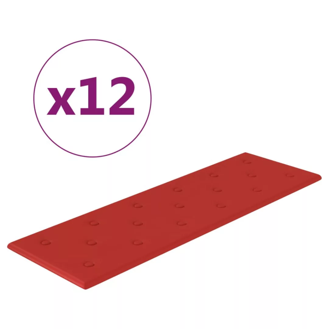 Vidaxl Wandpaneele 12 Stk. Weinrot 90x30 Cm Kunstleder 3,24 M² günstig online kaufen