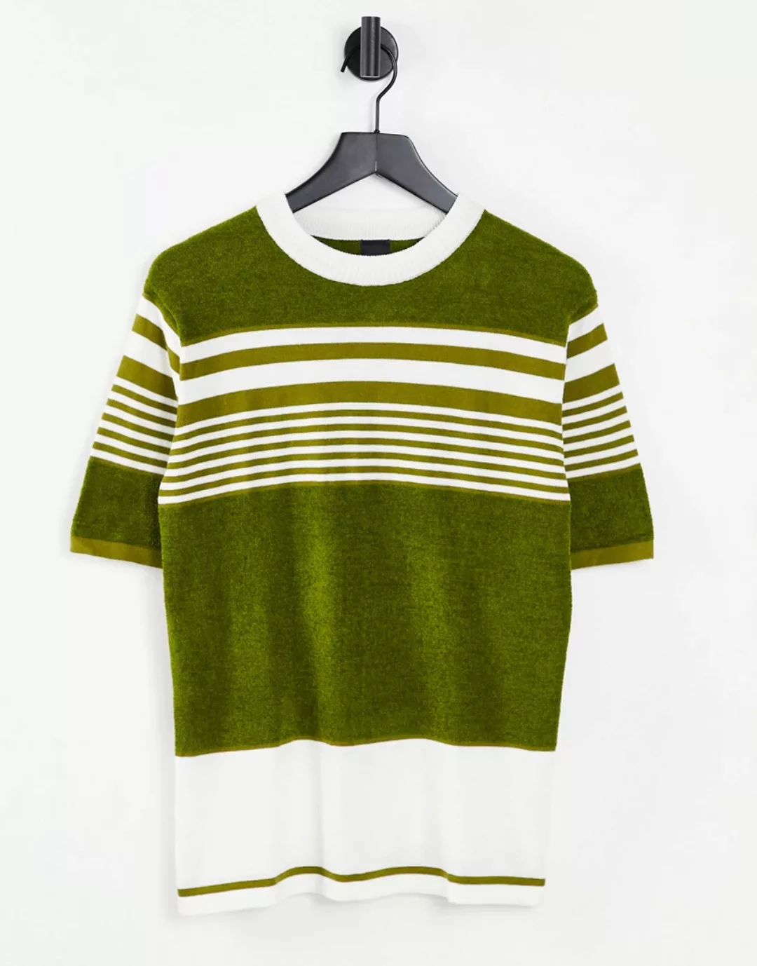 River Island – T-Shirt aus Frottee in Grün im Farbblockdesign günstig online kaufen
