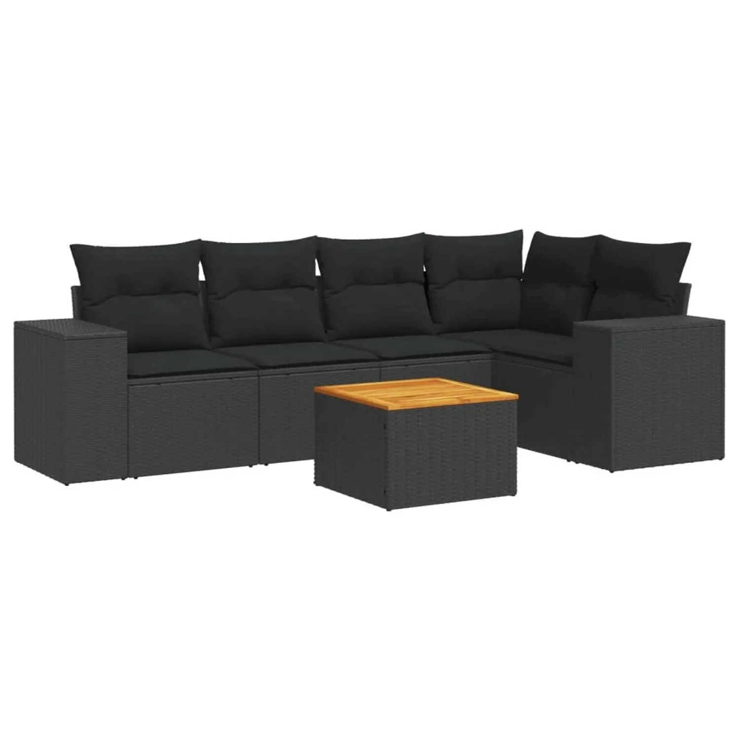 vidaXL 6-tlg Garten-Sofagarnitur mit Kissen Schwarz Poly Rattan Modell 218 günstig online kaufen