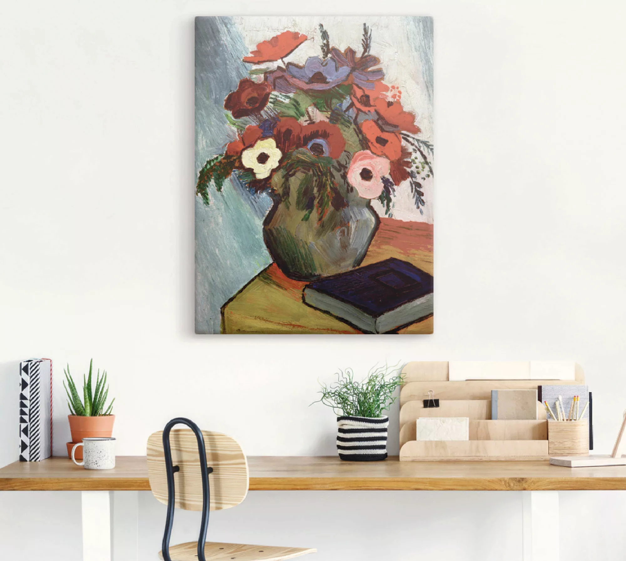 Artland Wandbild »Stilleben mit Anemonen und blauem Buch«, Arrangements, (1 günstig online kaufen