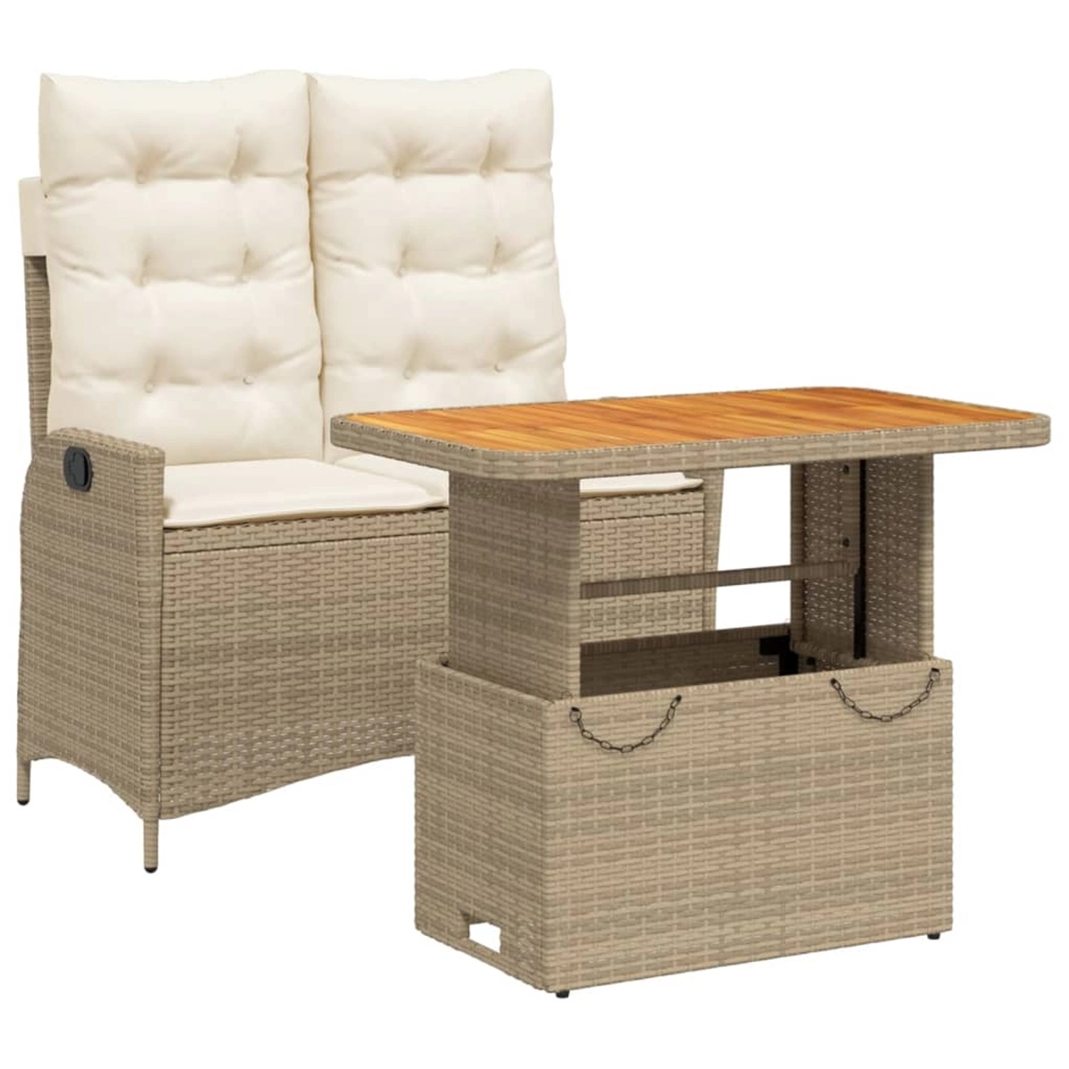 vidaXL 2-Tlg Garten-Essgruppe mit Kissen Beige Poly Rattan 3277478 günstig online kaufen