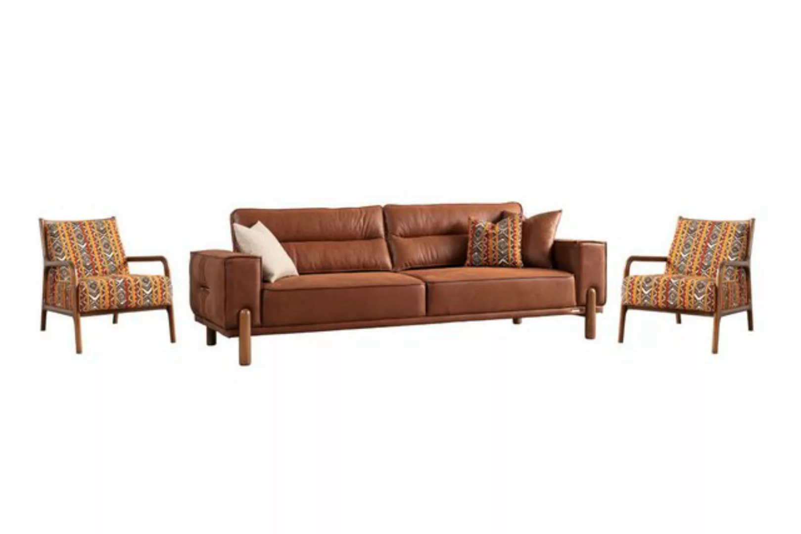 Villa Möbel Sofa Cognac, 1 Stk. 3-Sitzer, Hand Made Qualtiy, modernes Desig günstig online kaufen