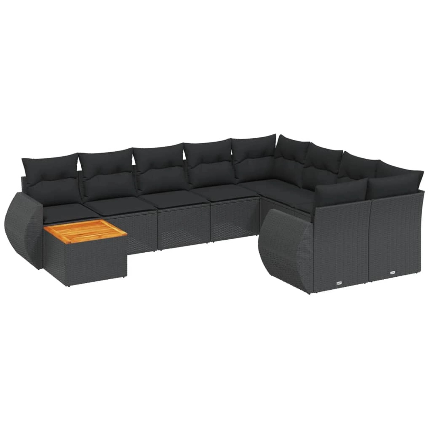 vidaXL 10-Tlg Garten-Sofagarnitur mit Kissen Schwarz Poly Rattan 3225166 günstig online kaufen