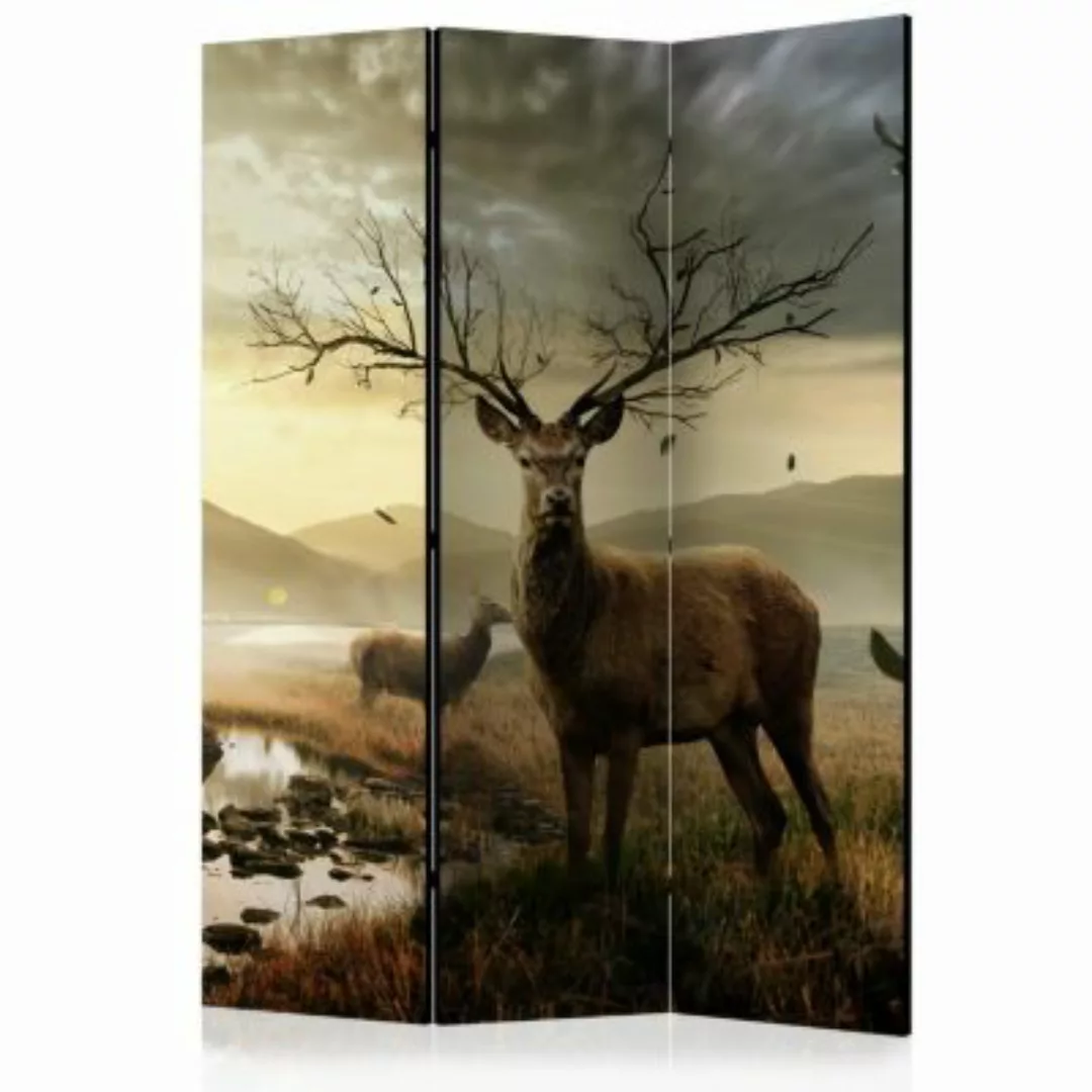 artgeist Paravent Deers by mountain stream [Room Dividers] grau/braun Gr. 1 günstig online kaufen