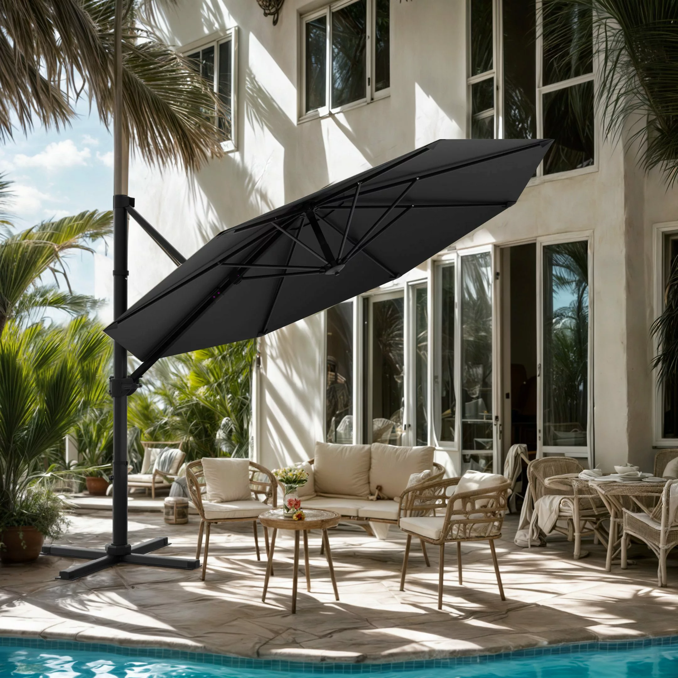 HOMALL Sonnenschirm Gartenschirm 270/330cm, mit Ständer,360° günstig online kaufen