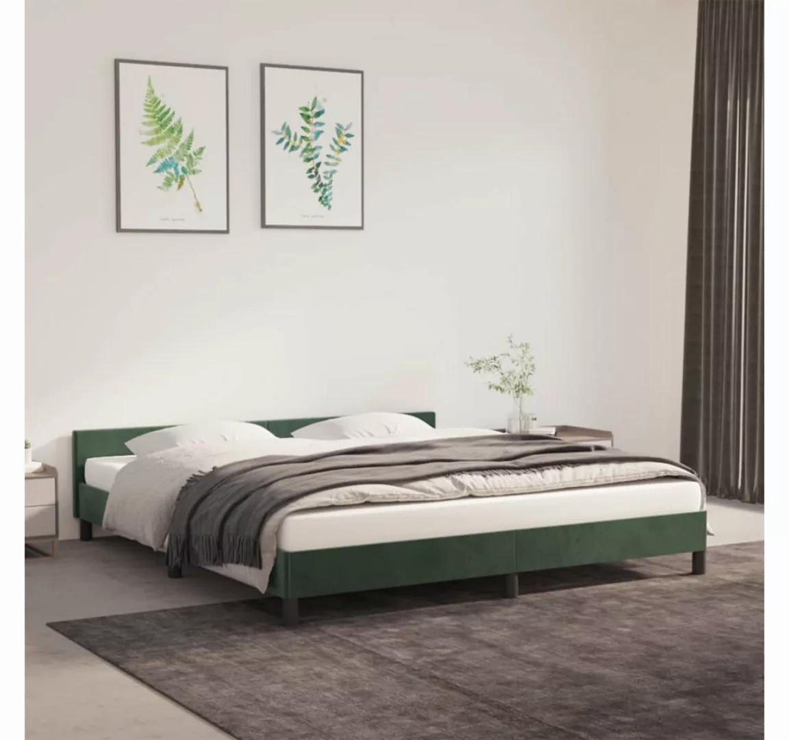 furnicato Bett Bettgestell mit Kopfteil Dunkelgrün 180x200 cm Samt günstig online kaufen