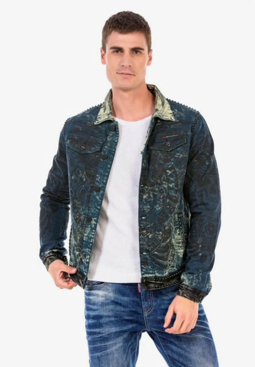 Cipo & Baxx Jeansjacke mit rockigen Nietendetails günstig online kaufen