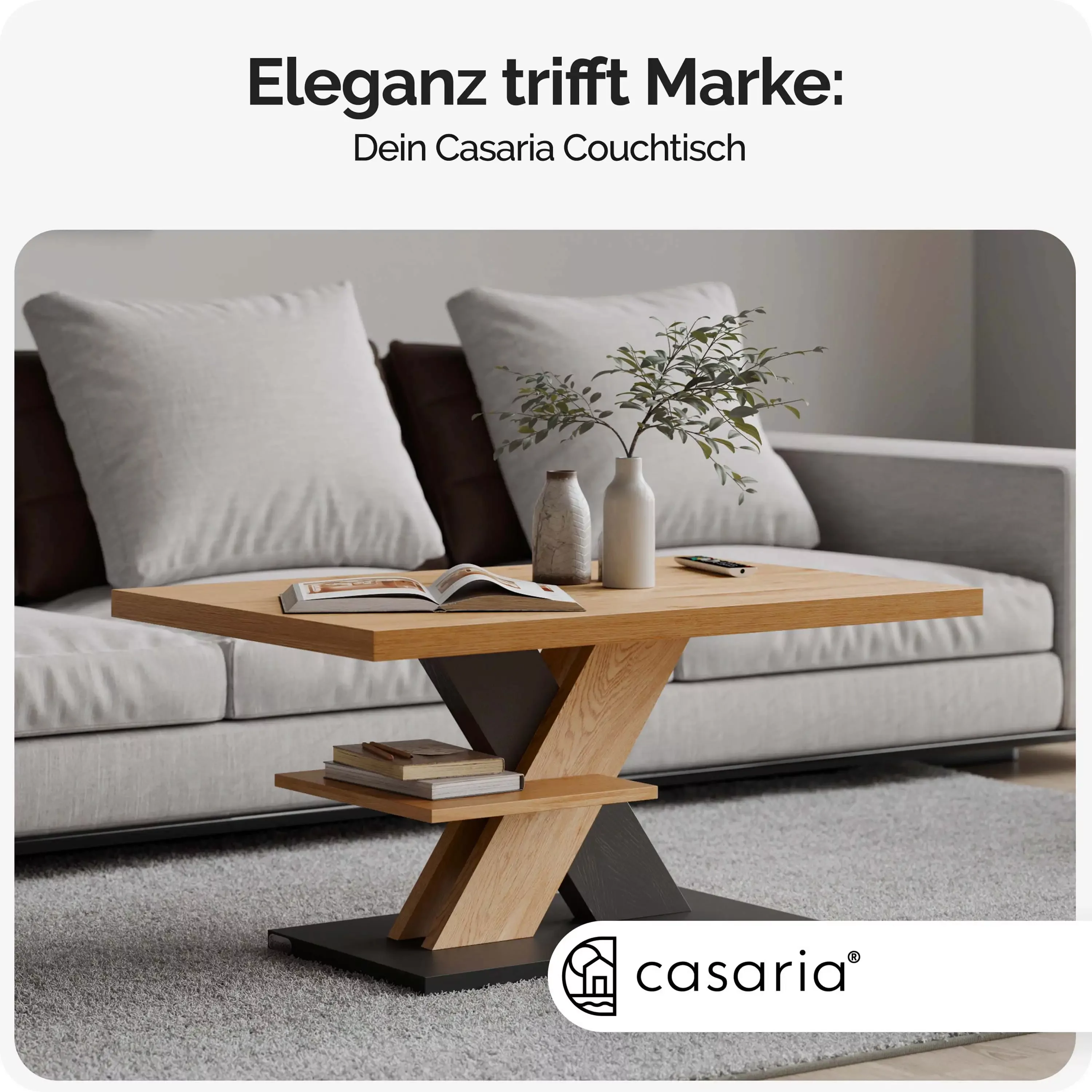 Couchtisch Detroit Holz/Grau 90x60x45cm günstig online kaufen