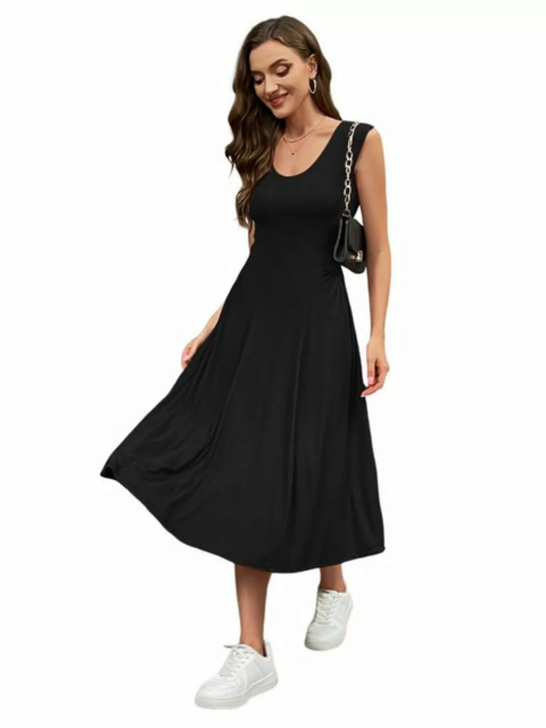 LAPA PLUS Midikleid elegant Sommerkleid A-Linien-Kleid Ärmellos Kleid Basic günstig online kaufen