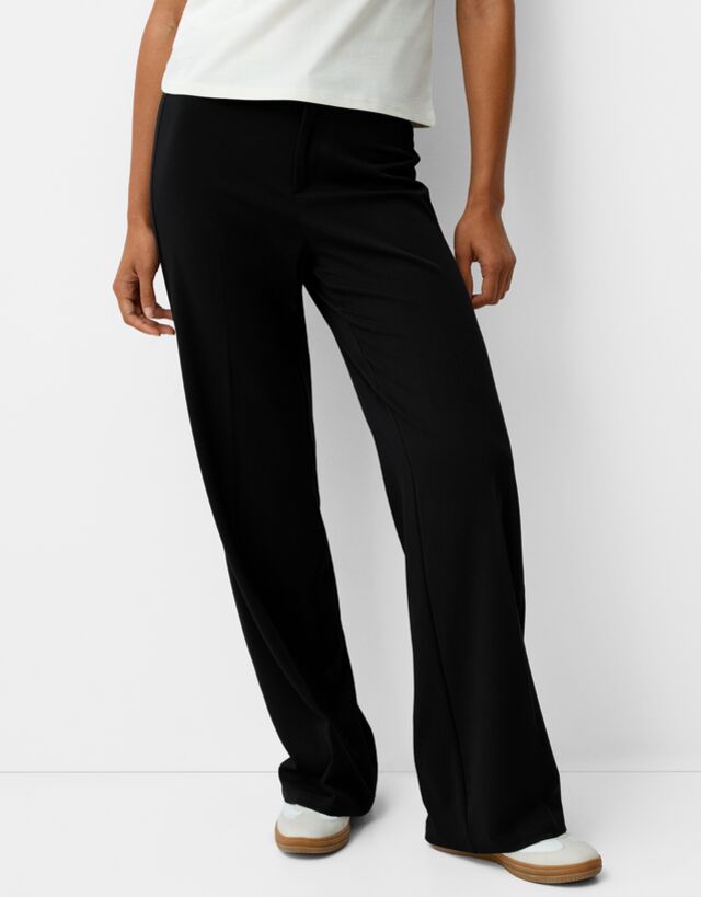 Bershka Wide Leg Tailoring-Hose Damen 40 Schwarz günstig online kaufen