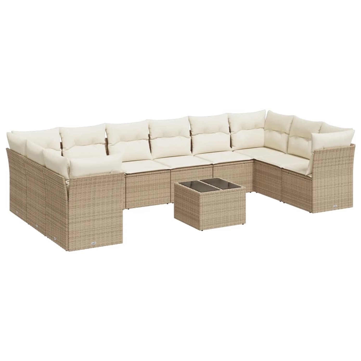 vidaXL 11-tlg Garten-Sofagarnitur mit Kissen Beige Poly Rattan Modell 12 günstig online kaufen