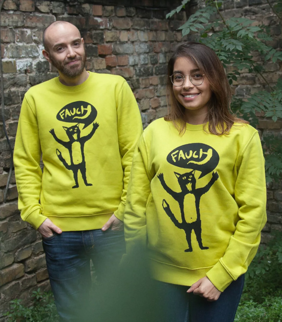 Ferdinand Fauch / Katze - Fair Wear Unisex Sweater - Limeyellow günstig online kaufen
