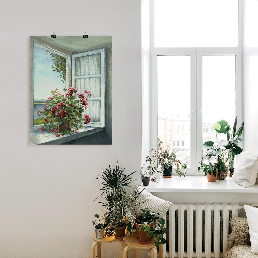 Artland Wandbild »Geranien am Fenster«, Blumen, (1 St.), als Alubild, Outdo günstig online kaufen