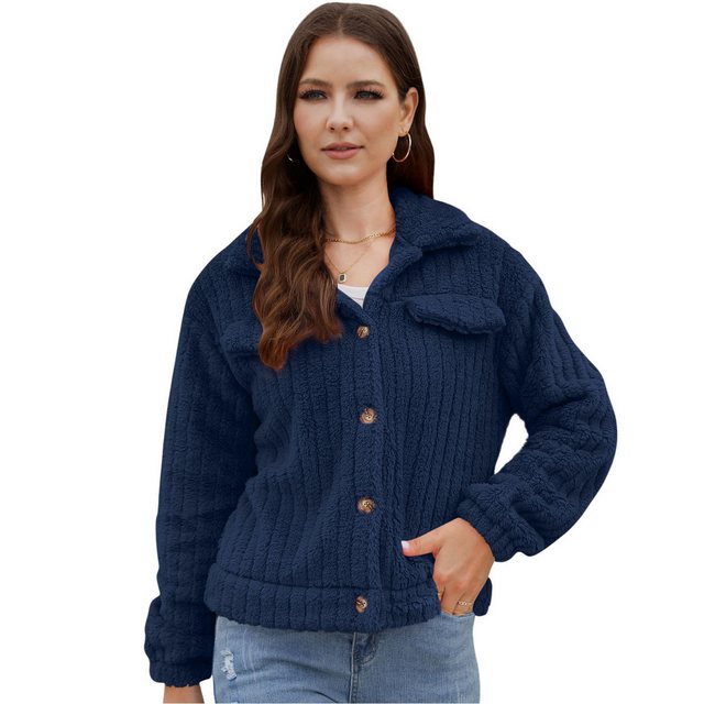 Zoclack Jackenblazer Plüsch Strickjacke Reversjacke,Flauschige Jacke,Winter günstig online kaufen