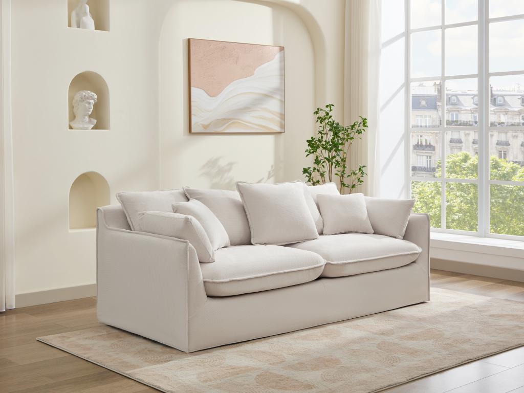 Sofa 3-Sitzer - Stoff - Beige - CABORNI günstig online kaufen